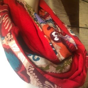 Accessories - 3/$25 Sale! Red and Floral Print Infinity Scarf Accessories - 3/$25 Sale! Red and Floral Print Infinity Scarf